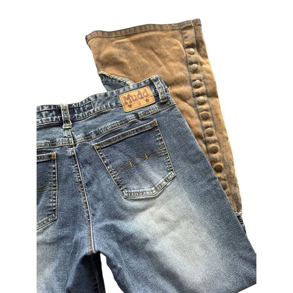 Y2K Mudd Low Rise Flare Two Tone Snap Pants size 8 - Picture 5 of 11